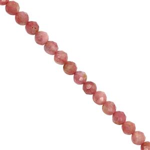 17cts Natural Pink Tourmaline Faceted Rounds Approx 3mm, 30cm Strand