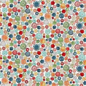 Sewing Room Buttons Ecru Fabric 0.5m