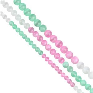 Springtime Selenite Pink, Green & White Ombre, 6mm, 8mm & 10mm With Downloadable Instructions By Mark
