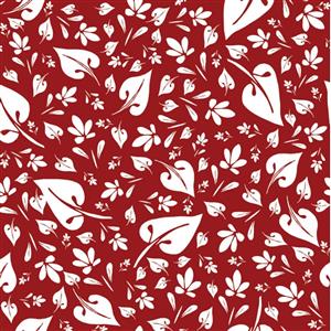 Sanntangle Tangly Leaves Cherry Fabric 0.5m