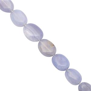 70cts Blue Lace Agate Smooth Oval Approx 10x7 to 15x10mm, 18cm Strand
