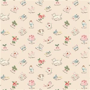 Poppie Cotton My Favourite Things Natural Fabric 0.5m