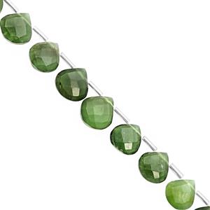 78cts Serpentine Top  Drilled Faceted Heart Approx 8.5 to 13.5mm, 22cm Strand with Spacers