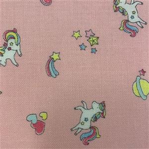 Pastel Life Unicorns On Blush Fabric 0.5m - exclusive