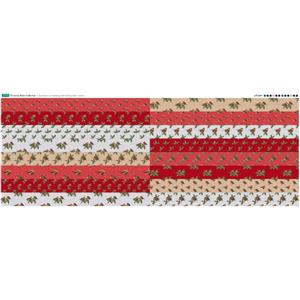Christmas Robin Red Half Strips Fabric Panel (140 x 55cm)