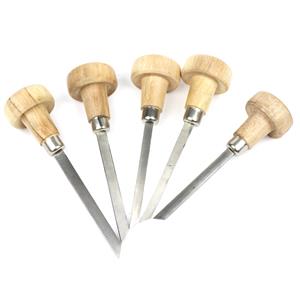 Set of 5 Gravers in Different Styles with Wooden Handle 