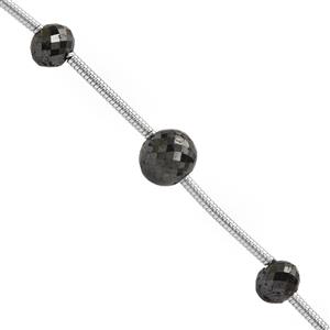3.20cts Black Diamond Faceted Round Approx 4 to 5mm, 3cm Strand With Spacers 