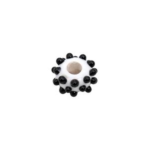 Preciosa Black/White Polka Dot Round Lampwork Bead Approx. 9x18mm (1pk)