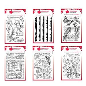 NEW Woodware Mon Jardin 4in x 6in Stamp Collection - Set of 6 - 10 Stamps in Total