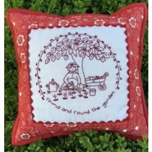 Mandy Shaw NEW! Round and Round the Garden Redwork Cushion Kit