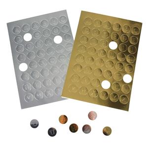 Mirri Letter Coins, 16-sheet pack containing 8 Gold Mirri sheets and 8 Silver Mirri sheets