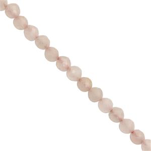 15cts Natural Rose Quartz Faceted Rounds Approx 3mm, 30cm Strand
