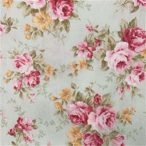 Floral Story Rose Bunches on Mint Fabric 0.5m - Sewing Street exclusive