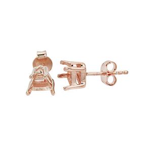 Rose Gold Plated 925 Sterling Silver Triangle Earring Mounts (To fit 5.50mm gemstone) -1Pair