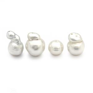 White South Sea Cultured Pearl Baroque, Approx 7 to 11mm, 4pcs