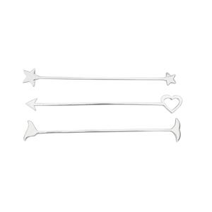 Set of 3 925 Sterling Silver Adjustable Ring Shanks, including Heart, Star and Dolphin Design