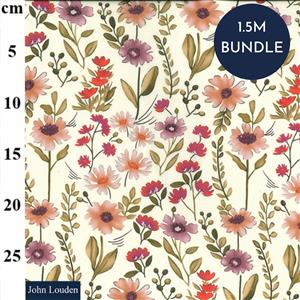 Cream Floral Digital Lawn Prints Fabric Bundle (1.5m)