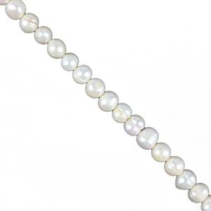 White Freshwater Cultured Ringed Potato Pearls Approx 8-9mm,  38cm Strand