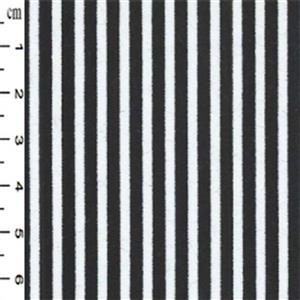 Black Thin Stripes on White Fabric 0.5m