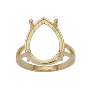 Gold Plated 925 Sterling Silver Ring Mount (To fit 16x12mm Pear Gemstones)