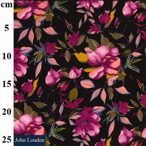 Flowers on Balck Stretch Viscose Jersey Fabric 0.5m