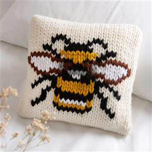 Wool Couture Cream Bee Cushion Cover Knitting Kit With Free Knitting Needles Usually £8