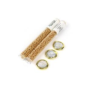 Glitter; Gold Edge Freshwater Cultured Coin Pearl & 2 x 8/0 Seed Beads 
