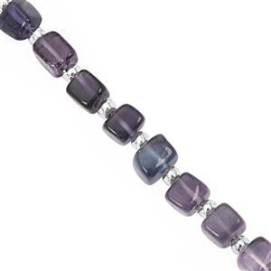 52cts Multi-Colour Fluorite Center Drill Smooth Cube Approx 4.50 to 6mm, 20cm Strand with Spacers