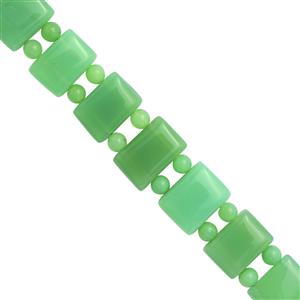 100cts Chrysoprase Smooth Double Drill Cushion Approx 13x9 to 15x10mm With 5mm Plain Round Beads; 14cm Strand