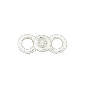 925 Sterling Silver Connector Set with Diamond, Approx 8x3mm 