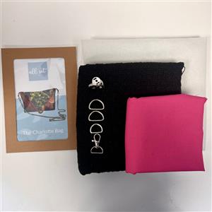 All Set to Sew The Charlotte Bag Black and Cerise Pink Kit