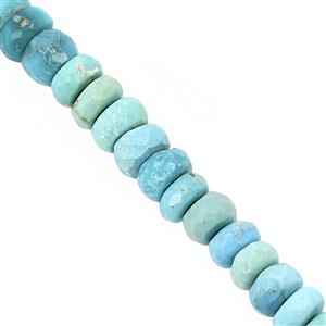 32cts Sleeping Beauty Turquoise Faceted Rondelles Approx 2.5x1.5 to 6x4mm, 14cm Strand