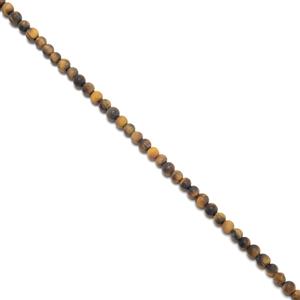 35cts Natural Frosted Yellow Tiger Eye Rounds, Approx 4mm, 38cm Strand
