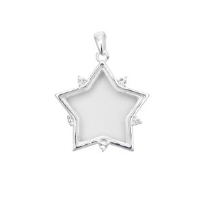 925 Sterling Silver Star Shaker Pendant Approx 22mm With White Topaz