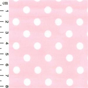 White Polka Dots on Pale Pink Cotton Poplin Fabric 0.5m