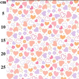 100% Cotton Hearts on White Flannel Fabric 0.5m