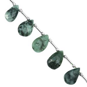 72cts Emerald Top Side Drill Faceted Pear Approx 10x6 to 18x11mm, 19cm Strand with Spacers