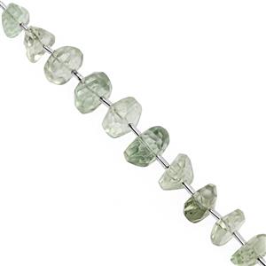 100cts Green Amethyst Graduated Faceted Unusual Tumble Approx 11x4.5 to 14x8mm, 16cm Strand with Spacers