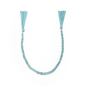 35cts Paraiba Blue Apatite Graduated Faceted Rondelle Approx 3x1.5 to 4.5x2mm, 20cm Strand