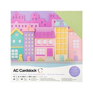 American Crafts Card Stock 12x12 Pastels - 60 Sheets, 216 GSM