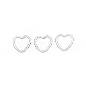 Sterling Silver Heart Shaped Jump Rings Approx 10mm 3pcs