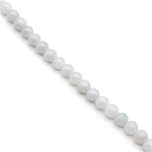 70cts Type A White Jadeite Plain Rounds, Approx 7mm, 19cm Strand