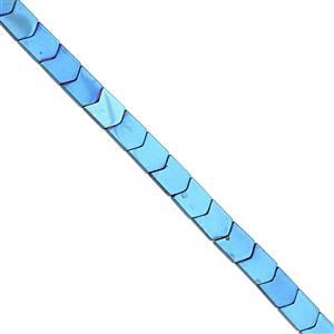 87cts Mystic Blue Color Coated Haematite Smooth Arrow Approx 7x6mm, 30cm Strand