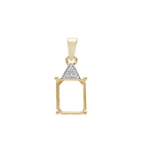 Gold Plated 925 Sterling Silver Octagon Pendant Mount (To fit 12x10mm gemstones) Inc. 0.07cts White Zircon Brilliant Cut Round 1.30mm - 1Pcs