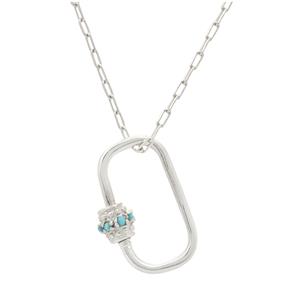 925 Sterling Silver Carabiner Clasp with 0.06cts Sleeping Beauty Turquoise Closure, Approx 24x16mm with 18