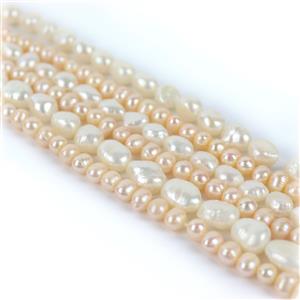 Double Triple Pearls! 3x Peach Potato Pearls & 3x White Longwise Potato Pearls