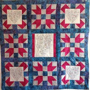 Sew with Beth Life In Full Bloom Lap Quilt Inc Backing Batik Blue / Pink