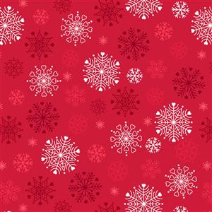 Lewis & Irene Snow Day Collection Snowflakes Red Fabric 0.5m