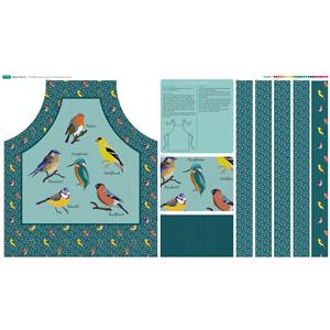 Teal Birds Apron with Instructios Fabric Panel (140 x 88cm). Save £3!