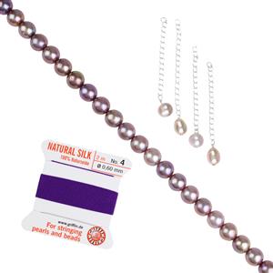 925 Sterling Silver Freshwater Cultured Nucleated Purple Pearl Project With Downloadable Instructions By Suzie Menham